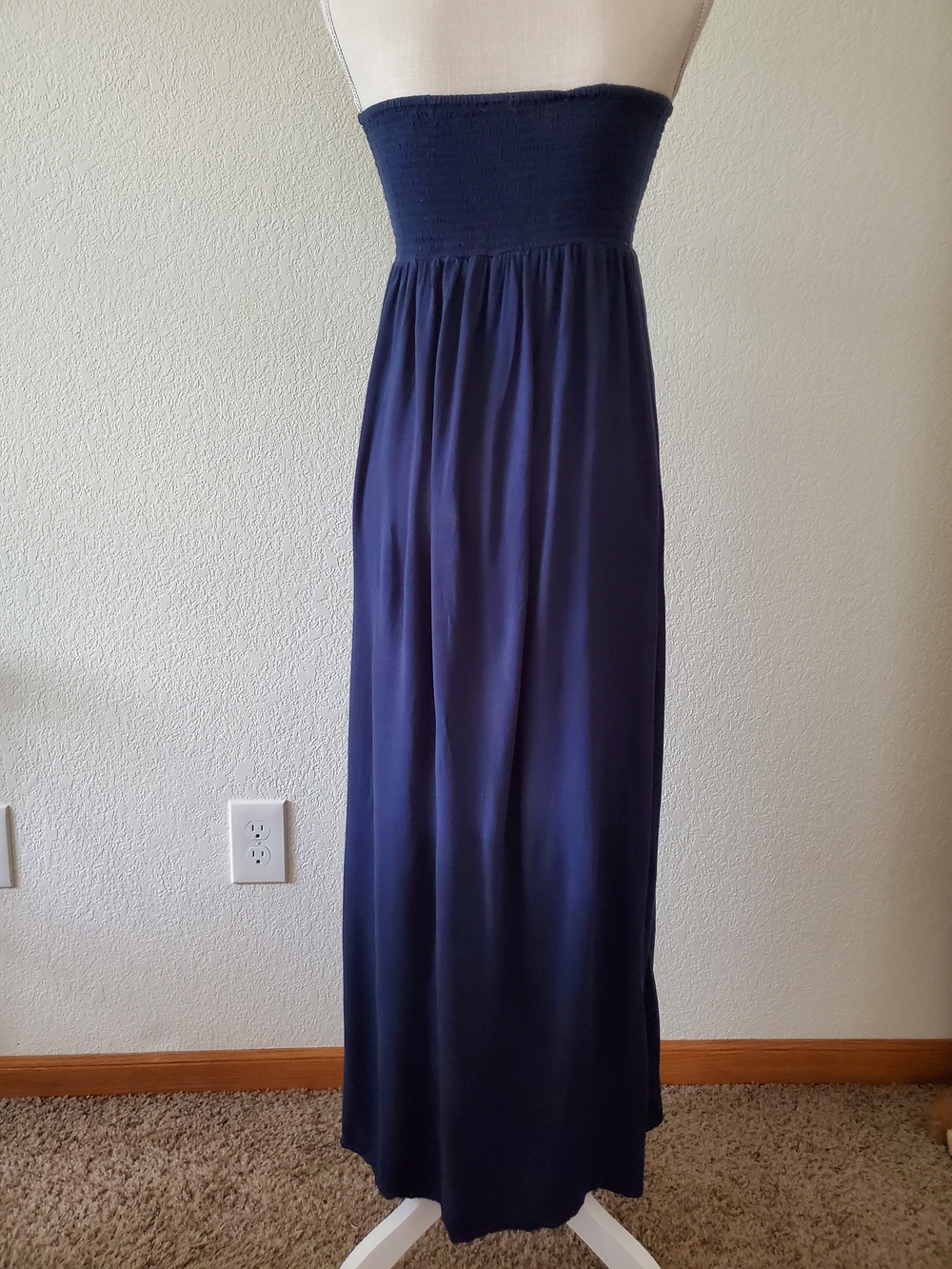Classic Navy Strapless Maxi Dress - Picture 2 of 3